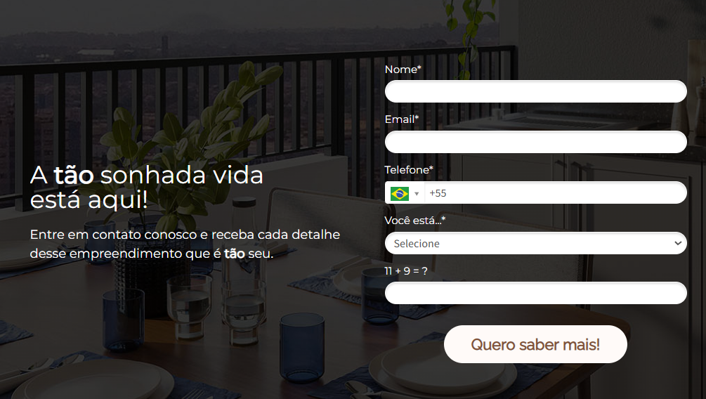 formulário de landing page para lançamento imobiliário