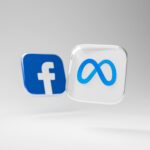 logomarcas em 3D da Meta e do Facebook